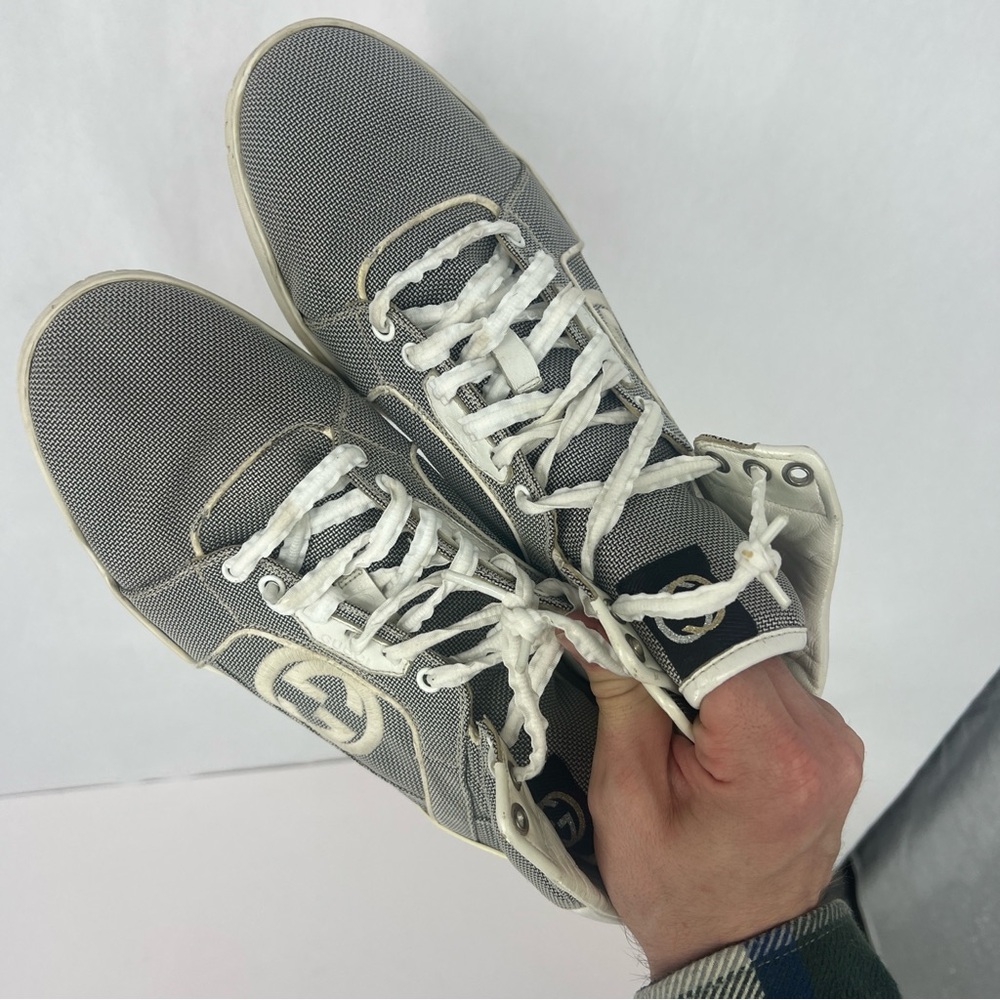 Gucci Gray and Cream High-Top Sneakers - Picture 15 of 17